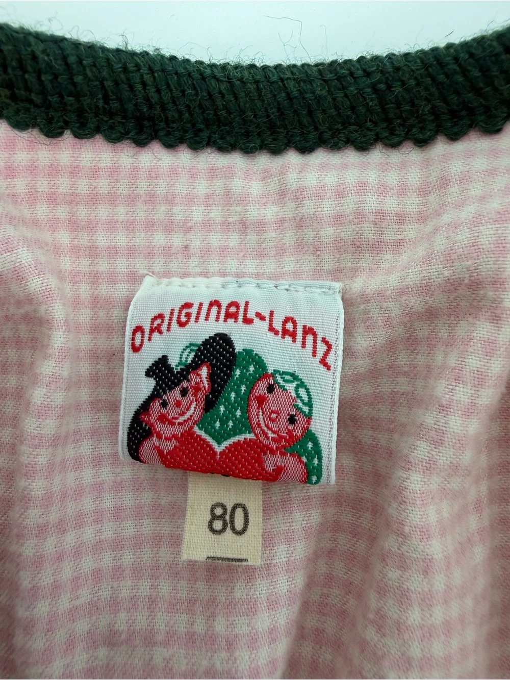 Vintage Original Lanz Austria Pink Boiled Wool Baby Cardigan Size 80 9-12 months
